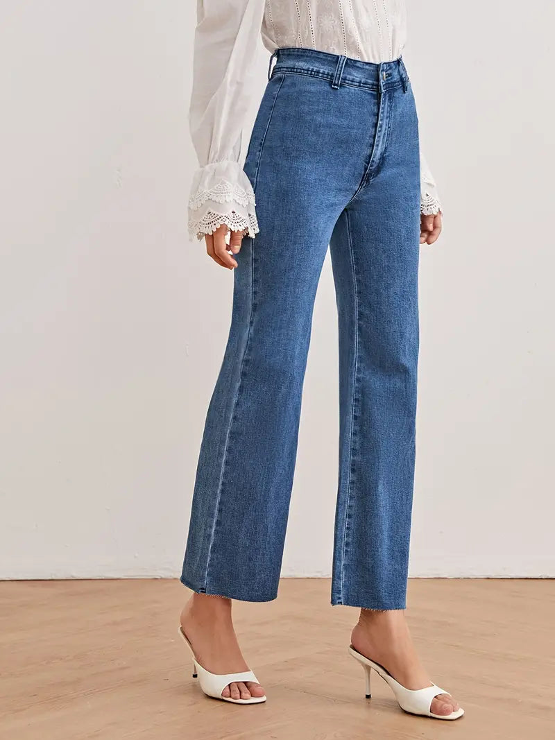 High-Waisted Wide-Leg Cropped Women's Jeans