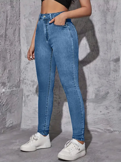 Plain Color Natural Waist Super Skinny Women's Jeans