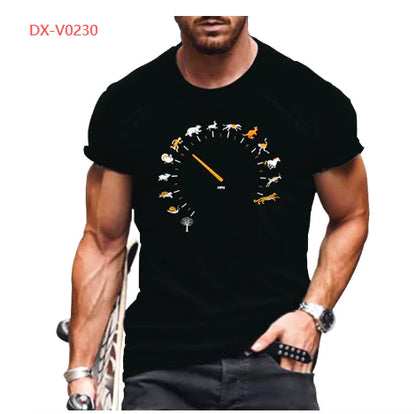 3D Printed Funny Animal Black T-Shirt for Men