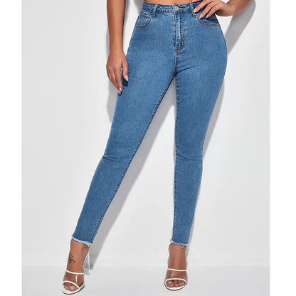 Plain Color Natural Waist Super Skinny Women's Jeans