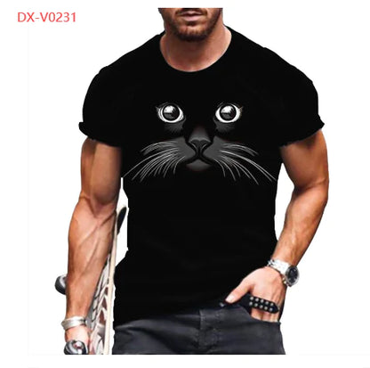 3D Printed Funny Animal Black T-Shirt for Men