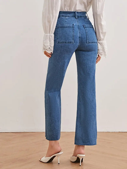High-Waisted Wide-Leg Cropped Women's Jeans