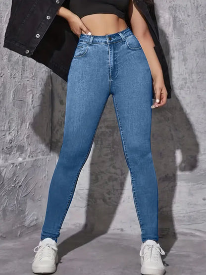 Plain Color Natural Waist Super Skinny Women's Jeans