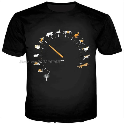 3D Printed Funny Animal Black T-Shirt for Men