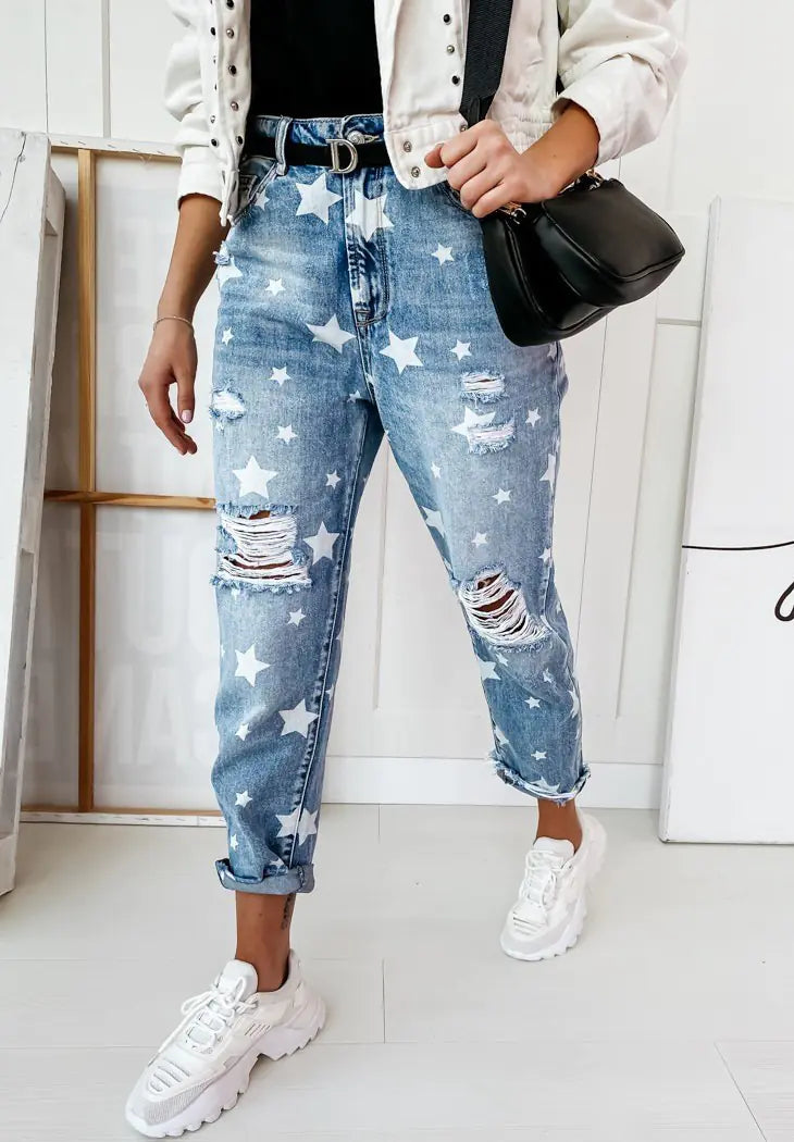 Casual Trendy Distressed Women's Jeans