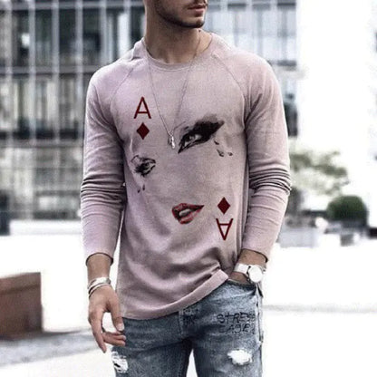 Elastic V-Neck Long Sleeve Men's T-Shirt