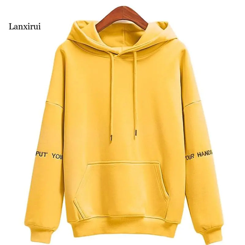 Women's Velvet Hoodie with Embroidered Casual Tops