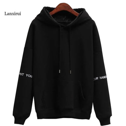 Women's Velvet Hoodie with Embroidered Casual Tops
