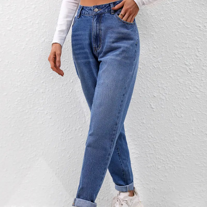 High Waist Slim Straight Carrot Cut Women's Jeans