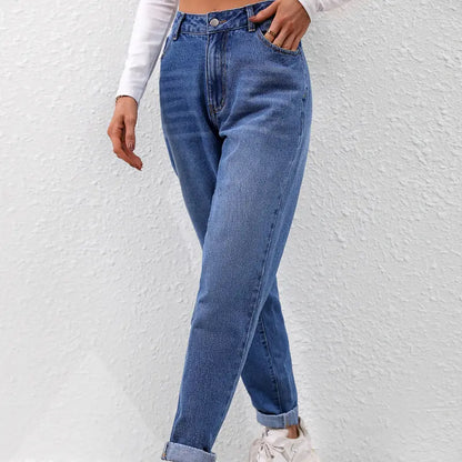 High Waist Slim Straight Carrot Cut Women's Jeans