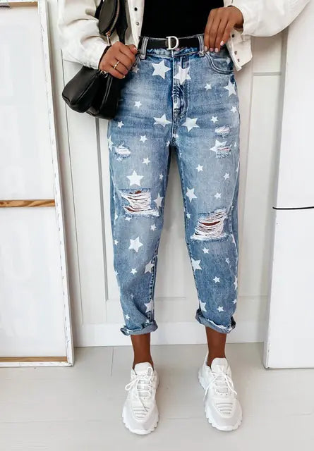 Casual Trendy Distressed Women's Jeans