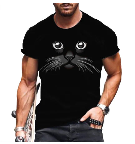 3D Printed Funny Animal Black T-Shirt for Men