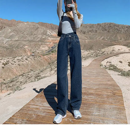 Thick Fleece Wide Leg High Waist Women's Jeans