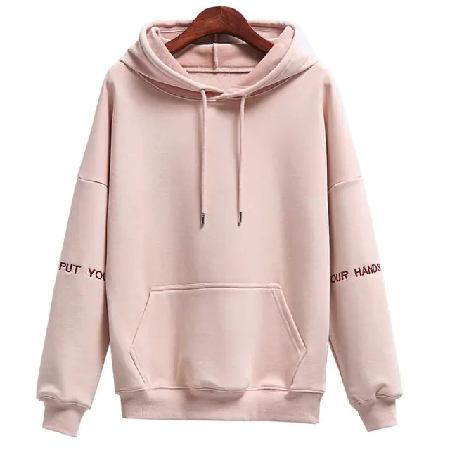 Women's Velvet Hoodie with Embroidered Casual Tops