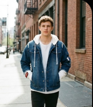 Distressed Denim Hooded Jacket for Men