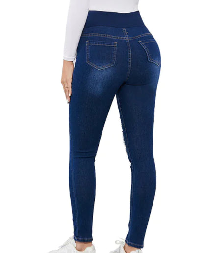Women's High Rise Dark Blue Stretch Skinny Jeans