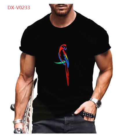 3D Printed Funny Animal Black T-Shirt for Men