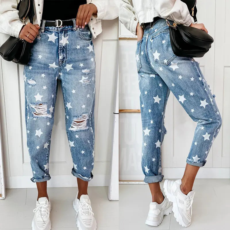 Casual Trendy Distressed Women's Jeans