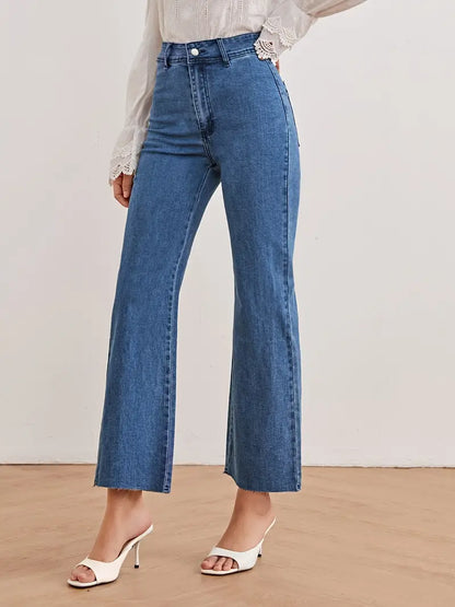 High-Waisted Wide-Leg Cropped Women's Jeans