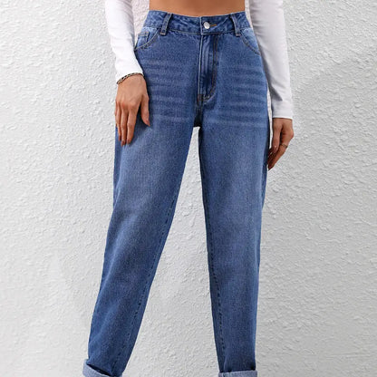 High Waist Slim Straight Carrot Cut Women's Jeans