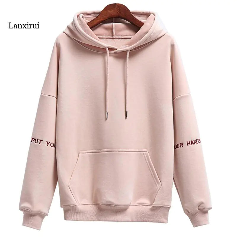 Women's Velvet Hoodie with Embroidered Casual Tops