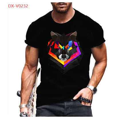3D Printed Funny Animal Black T-Shirt for Men