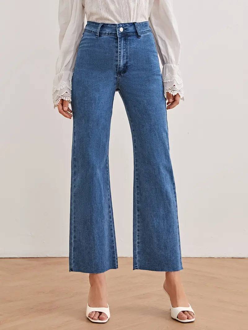 High-Waisted Wide-Leg Cropped Women's Jeans