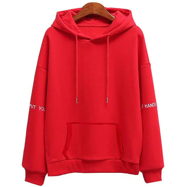 Women's Velvet Hoodie with Embroidered Casual Tops