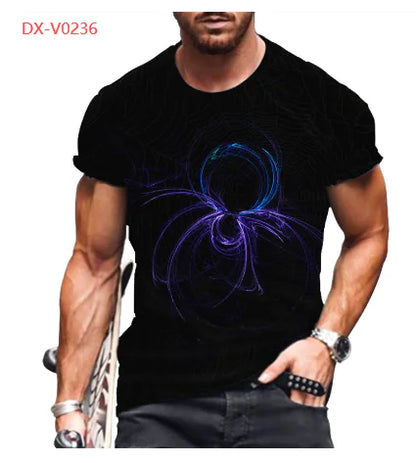 3D Printed Funny Animal Black T-Shirt for Men