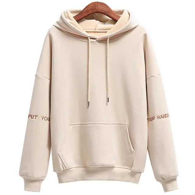 Women's Velvet Hoodie with Embroidered Casual Tops