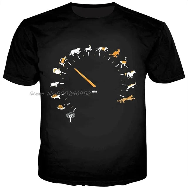 3D Printed Funny Animal Black T-Shirt for Men