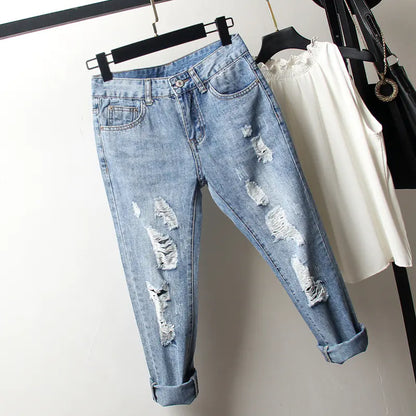 Oversized Women's Distressed Ripped Jeans