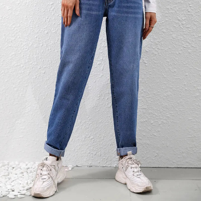 High Waist Slim Straight Carrot Cut Women's Jeans