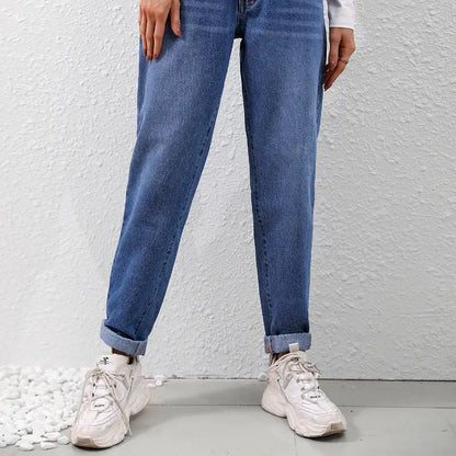 High Waist Slim Straight Carrot Cut Women's Jeans