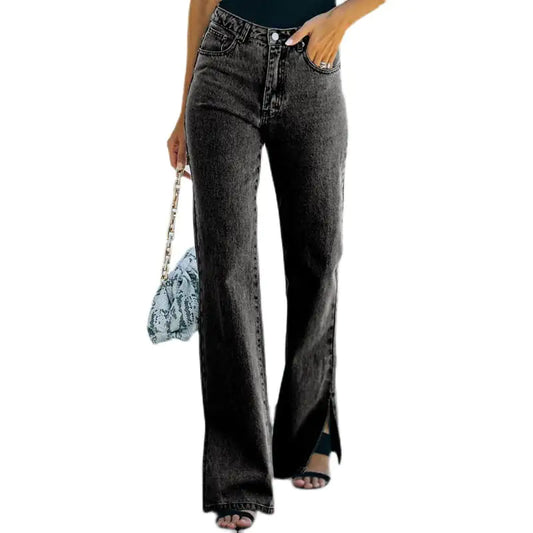 Women's Slit Wash Jeans - Casual Trousers