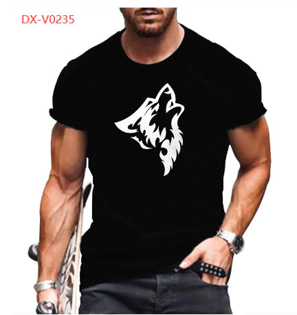 3D Printed Funny Animal Black T-Shirt for Men