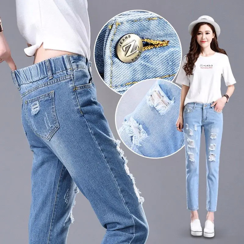 Women's Loose Fit Elastic Waist Harlan Jeans