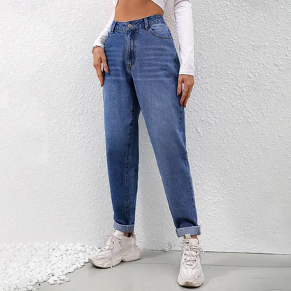 High Waist Slim Straight Carrot Cut Women's Jeans