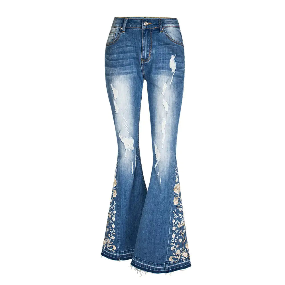 3D Embroidery Women's Jeans - European and American Style